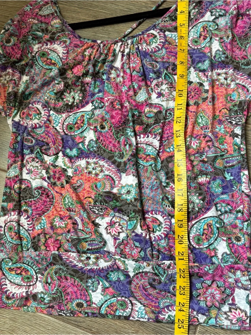 Paisley Short Sleeve Y2K Boho Pink Purple 2000s Women’s Medium Summer Top